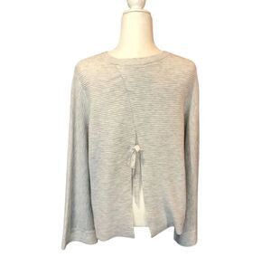 GF Collection knit light gray ribbed split back long sleeve top - S